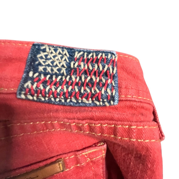 True Religion Halle Skinny Jeans Womens 28 Red Stretch Mid Rise Made in USA - Picture 7 of 9